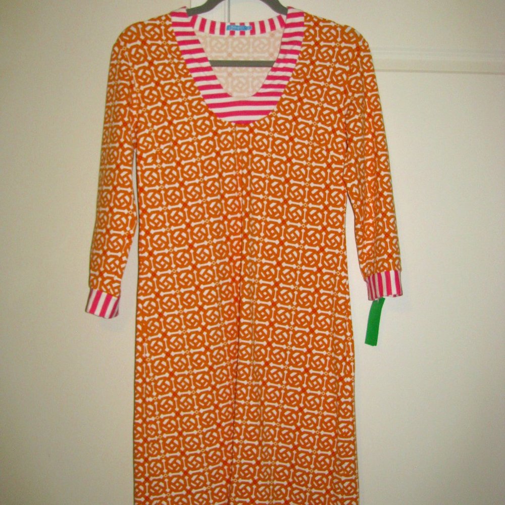 J. McLaughlin Gisel Dress Catalina Cloth Pink White Orange Size XS
